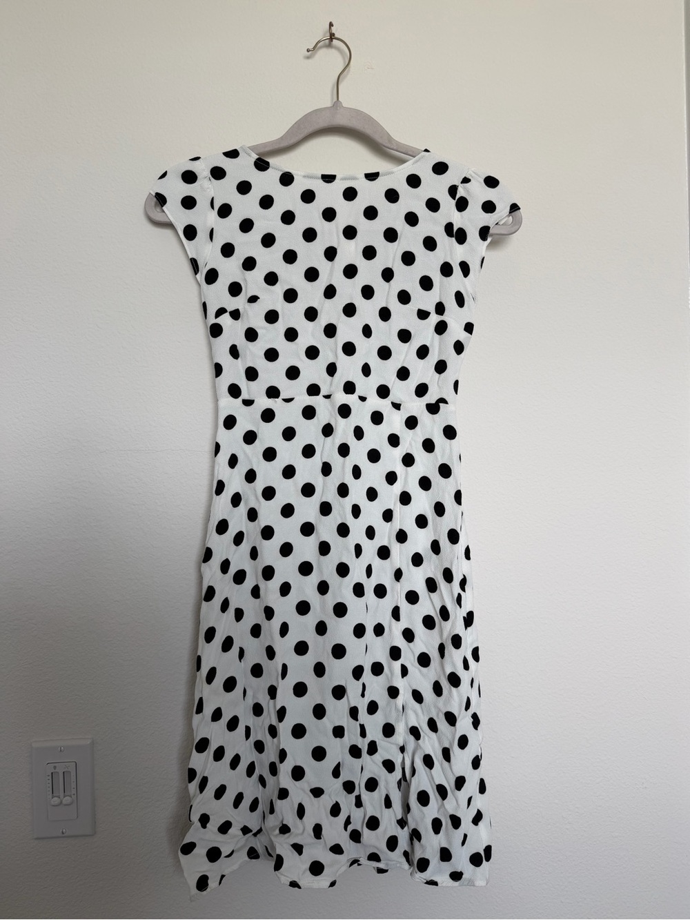 LOFT White Dress with Black Polka Dots